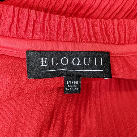 ELOQUII • Red Ribbed Drop Shoulder Easy Dress 1X - Picture 4 of 10